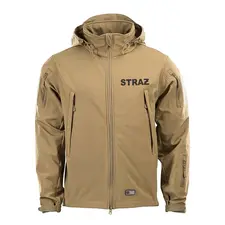 Kurtka softshell STRAŻ piaskowa z nadrukiem - odzież strażacka z membraną,