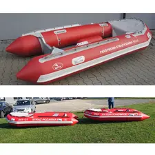 Ponton P400 – czerwony ponton ratowniczy PSP, długość 400 cm, pawęż stała