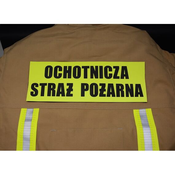Duży rzep OCHOTNICZA STRAŻ POŻARNA – odblaskowa naszywka dla strażaków na ubranie specjalne
