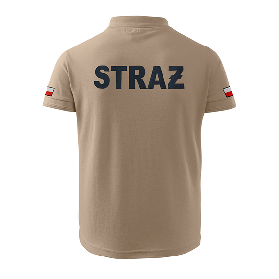 Koszulka strażacka polo STRAŻ piaskowa