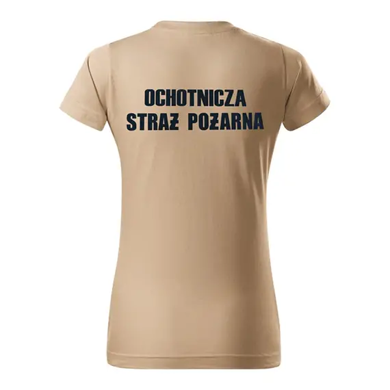 Koszulka strażacka damska t-shirt piaskowa Ochotnicza Straż Pożarna