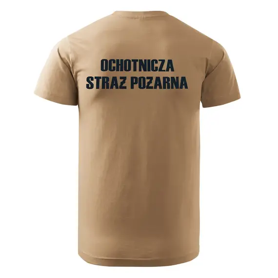 Koszulka strażacka piaskowa t-shirt Ochotnicza Straż Pożarna nadruk