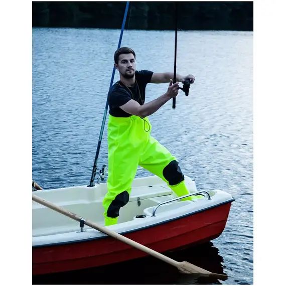 Spodniobuty MAX FLUO z kaloszami bezpiecznymi S5 SBM01 - żółte fluorescencyjne