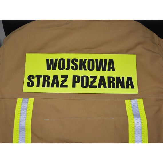 Duży rzep WOJSKOWA STRAŻ POŻARNA – odblaskowa naszywka dla strażaków na ubranie specjalne