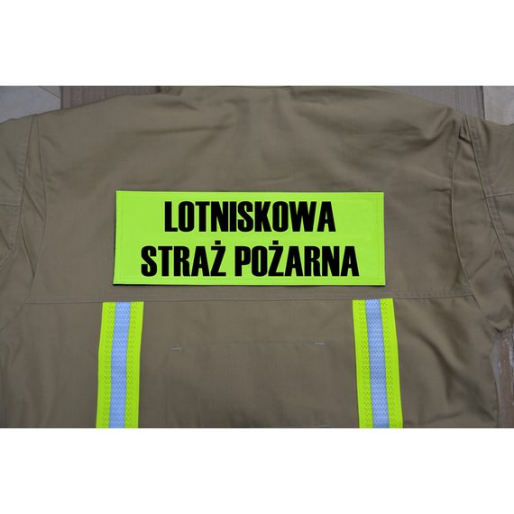 Duży rzep LOTNISKOWA STRAŻ POŻARNA – odblaskowa naszywka dla strażaków na ubranie specjalne