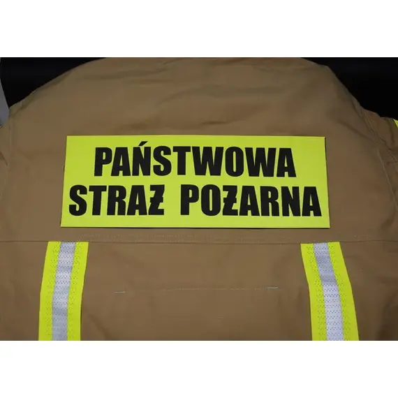 Duży rzep PAŃSTWOWA STRAŻ POŻARNA – odblaskowa naszywka dla strażaków na ubranie specjalne