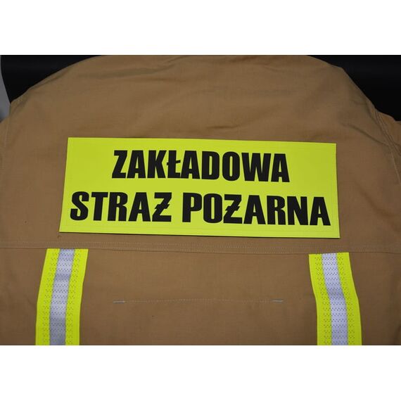 Duży rzep ZAKŁADOWA STRAŻ POŻARNA – odblaskowa naszywka dla strażaków na ubranie specjalne