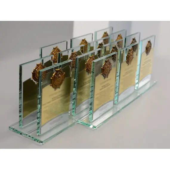 Statuetka szklana OSP 3D 18,5 cm - prezent dla strażaka z grawerem