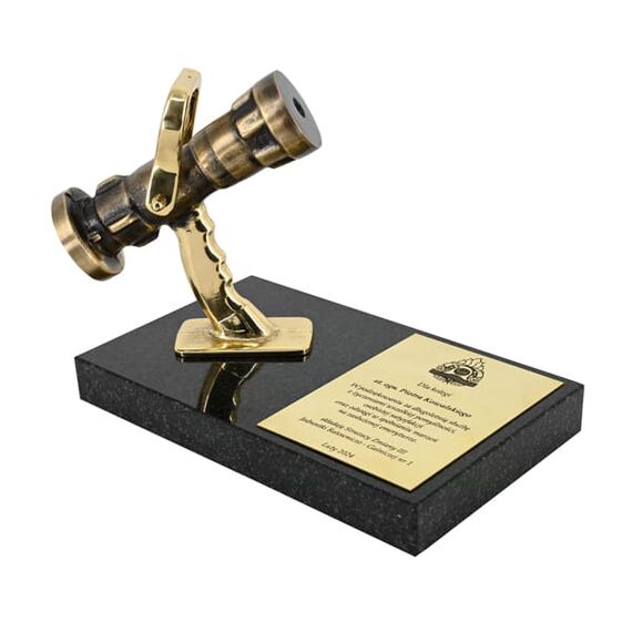 Statuetka mosiężna Turbo JET STRAŻ - idealny prezent dla strażaka z możliwością personalizacji