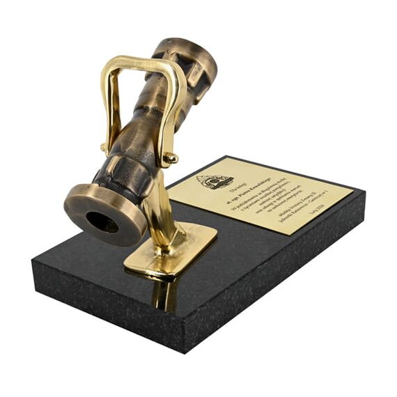 Statuetka mosiężna Turbo JET STRAŻ - idealny prezent dla strażaka z możliwością personalizacji