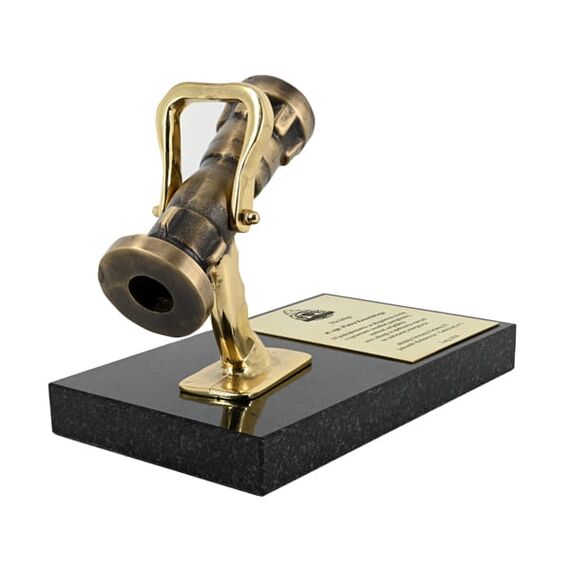 Statuetka mosiężna Turbo JET STRAŻ - idealny prezent dla strażaka z możliwością personalizacji
