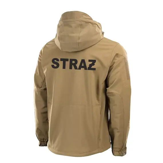 Kurtka softshell STRAŻ piaskowa z nadrukiem - odzież strażacka z membraną,