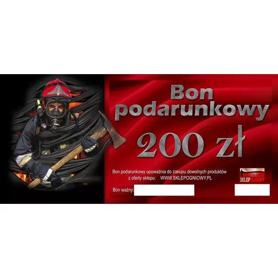 Bon podarunkowy 200 zł - prezent dla strażaka