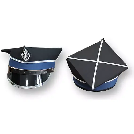 czapka rogatywka OSP z okuciem, krzyżakiem i galonem