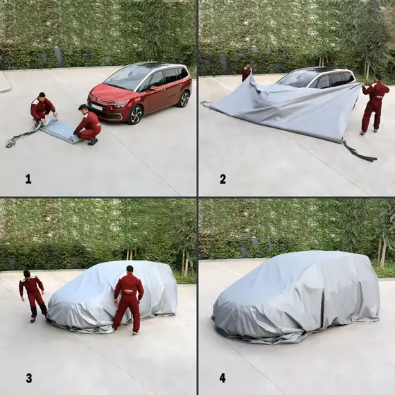 płachta gaśnicza TEXfire 10x8 m na samochodzie SUV