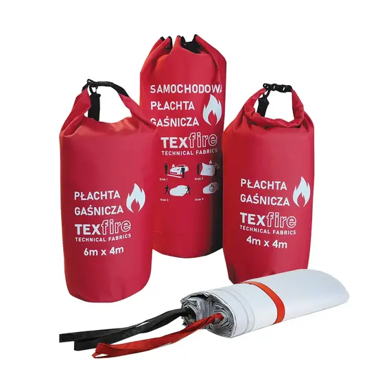 rozłożona płachta TEXfire 10x8 m – test działania