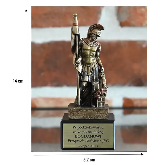 Statuetka św. Floriana 14 cm - prezent dla strażaka z personalizacją