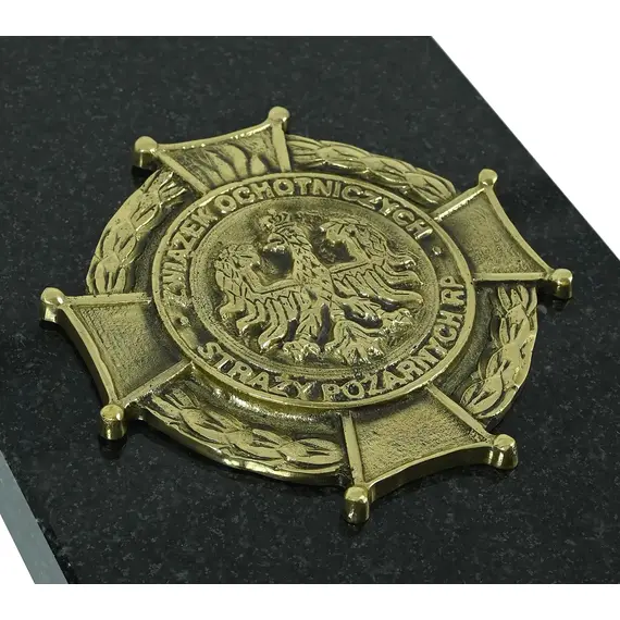 Mosiężny emblemat ZOSP - symbol pamięci na pomnik, tablicę, Ø 11 cm
