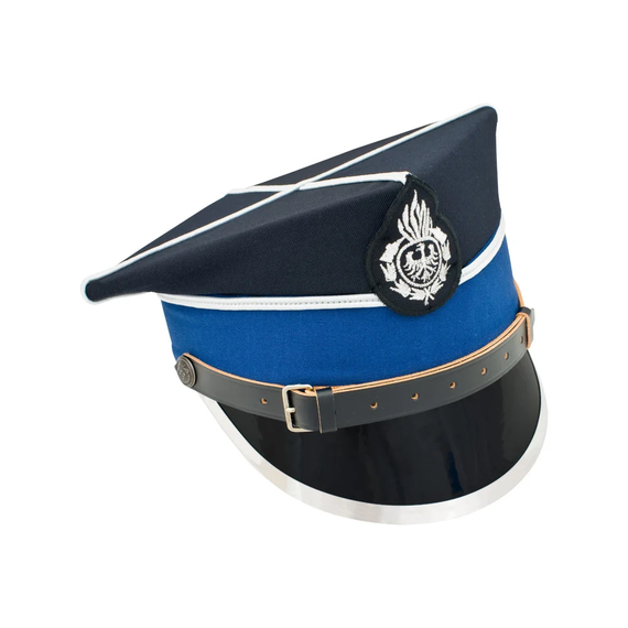 Czapka rogatywka OSP z okuciem, krzyżakiem, galonem