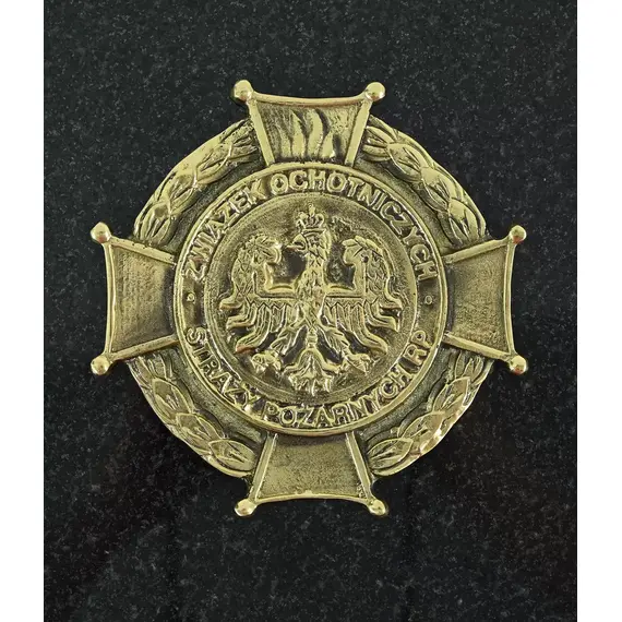 Mosiężny emblemat ZOSP - symbol pamięci na pomnik, tablicę, Ø 11 cm