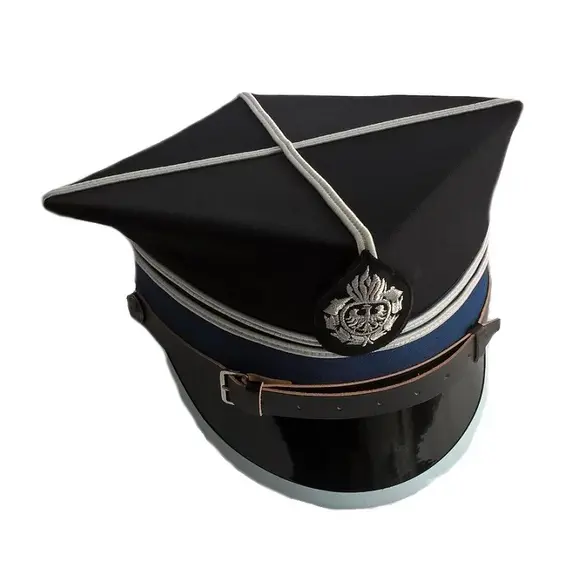 Czapka rogatywka OSP z okuciem, krzyżakiem, dwa galony