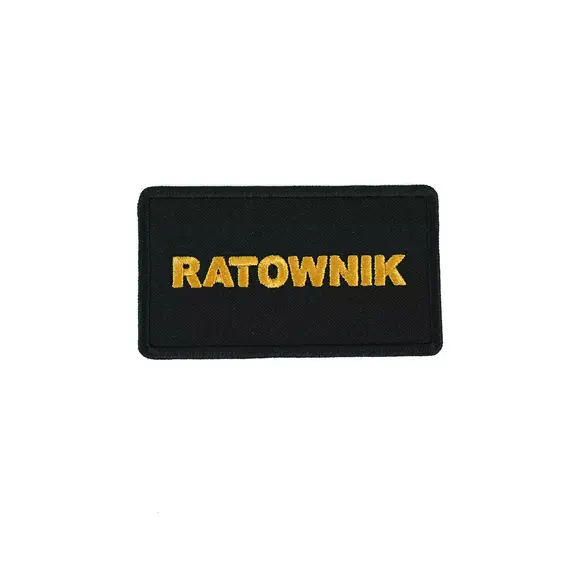 Naszywka Ratownik – haftowana czarna z napisem