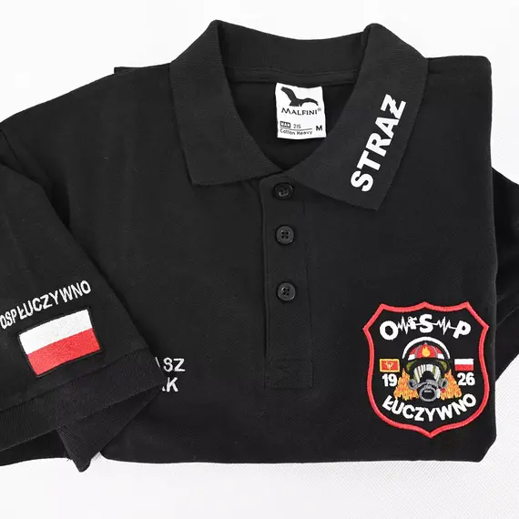Koszulka polo strażacka z haftem logo jednostki - OSP / PSP / WSP