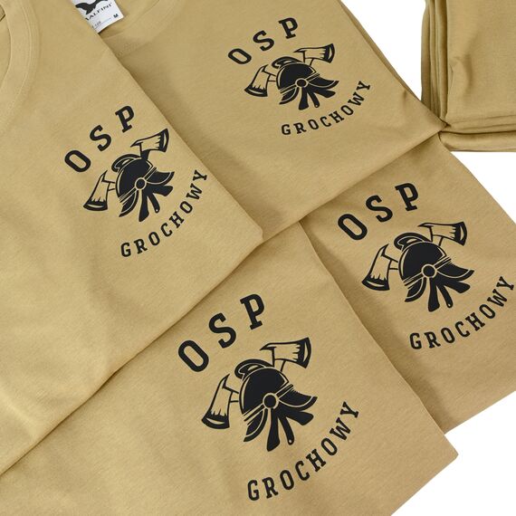 Koszulki strażackie z własnym logo - nadruk OSP, PSP, MDP, DDP