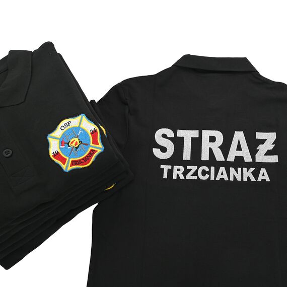 Koszulka polo strażacka z haftem logo jednostki - OSP / PSP / WSP