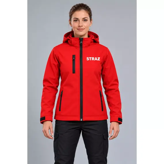 Damska kurtka strażacka Softshell STRAŻ w kolorze czerwonym